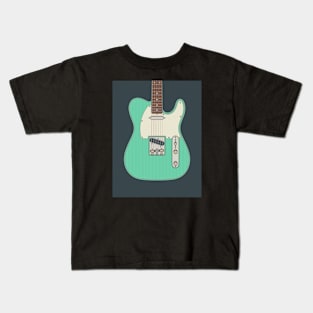 Sea Foam Green Telly Guitar Kids T-Shirt